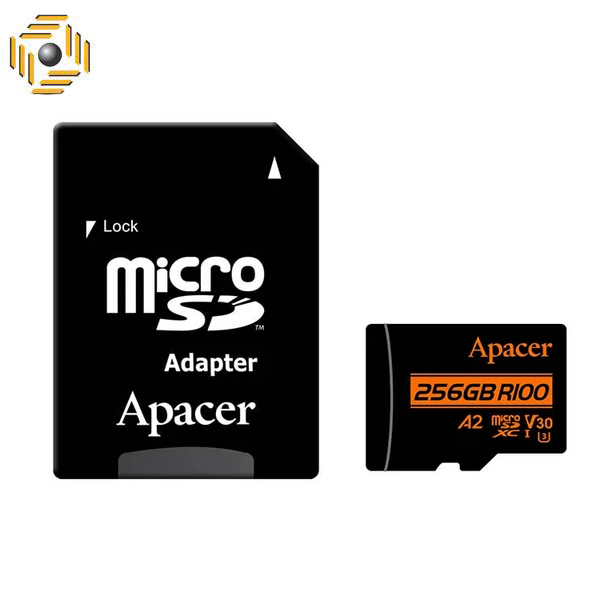کارت حافظه microSDXC اپیسر مدل AP64G استاندارد HS-I U3 V30 A2 سرعت 100MBps ظرفیت 256 گیگابایت همراه با آداپتور SD