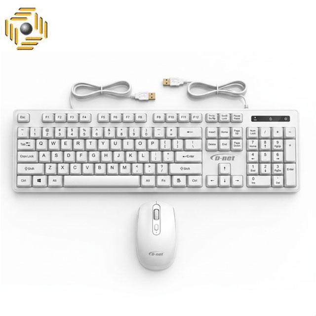 کیبورد و موس سیم دار دی نت DT-998 سفید