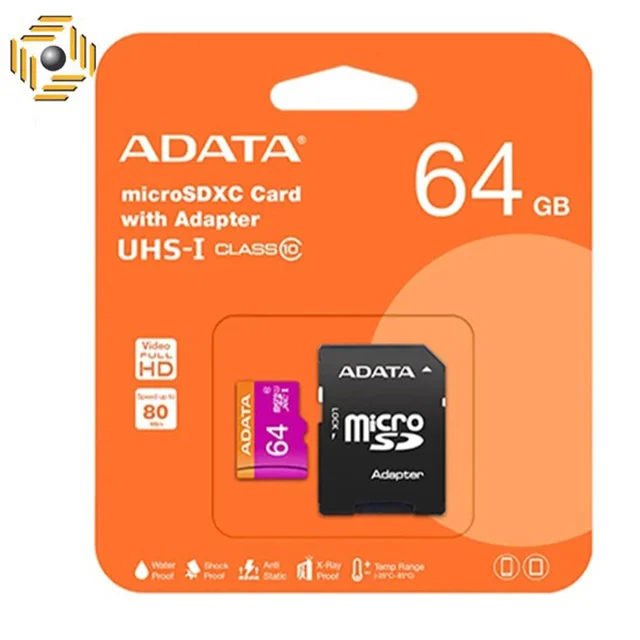 کارت حافظه microSDXC ای دیتا مدل Premier کلاس 10 استاندارد UHS-I U1 سرعت 80MBps ظرفیت 64 گیگابایت به همراه آداپتور SD