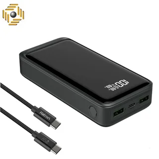 پاوربانک هترون مدل HPB2055G-100W ظرفیت 20000 میلی آمپر ساعت به همراه کابل تبدیل USB به USB-C