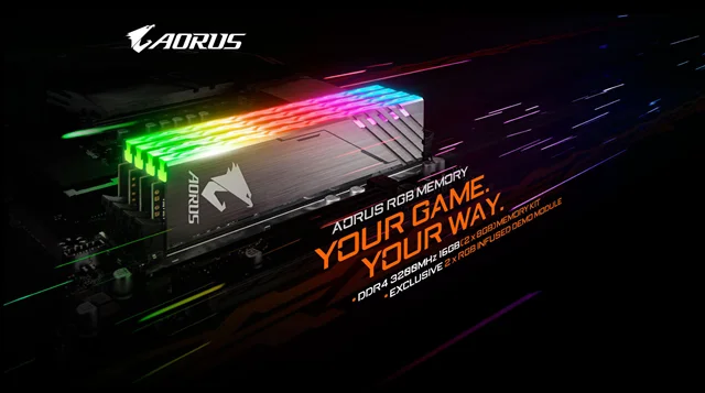 رم دسکتاپ DDR4 دو کاناله 3200 مگاهرتز CL16 گیگابایت مدل (AORUS RGB (With Demo Kitظرفیت 16 گیگابایت