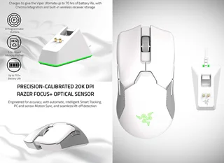 ماوس بی سیم مخصوص بازی ریزر مدل  Viper Ultimate & Mouse Dock Mercury Edition