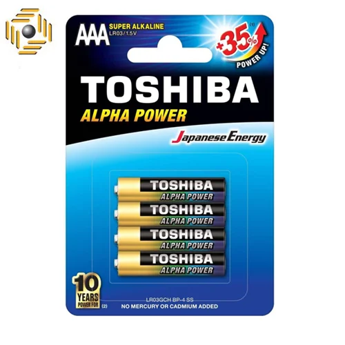 باتری نیم قلمی توشیبا مدل Alpha Power بسته 4 عددی