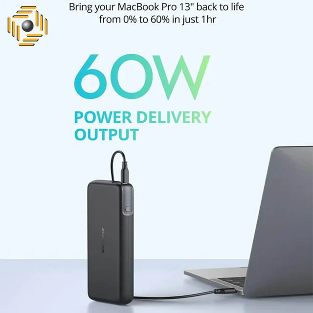 راوپاور RP-PB201 با ظرفیت 20000 میلیآمپر ساعت